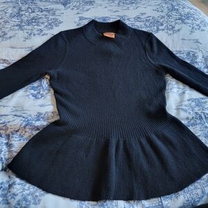 Tory Burch Black Ribbed Sweater Size XS